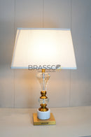 Marble crystal table lamp with elegant crystal body and premium marble base, FC 08 modern finish, luxury decorative lighting for bedroom, living room, side table, and contemporary home décor by Brassco.