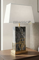 Modern Marble Grey Finish Table Lamp by Brassco