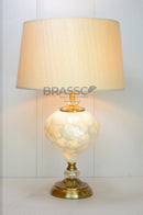 Mother of Pearl Table Lamp with Two Crystals by Brassco