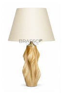 Mustard yellow XS resin table lamp with angular zigzag design