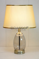 Oval smoky glass decorative lamp with AB finish for side tables