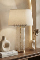 Shamp Textured Cylinder Glass Table Lamp