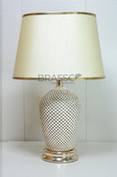 Small White Textured Resin Lamp for Bedside Table