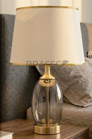 Smoky oval glass small AB table lamp by BRASSCO