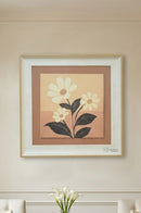 Square flower-themed framed artwork adding a decorative accent to an entryway wall.