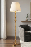 Tall Carved Wood Lamp for Luxury Interior