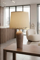 Walnut-Texture Brass MEtal Table Lamp - Style 02