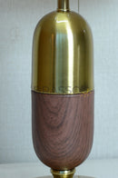 Walnut-Texture Oval Brass Metal Table Lamp