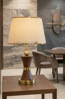 Walnut Carved Marble-Texture Brass Metal Table
