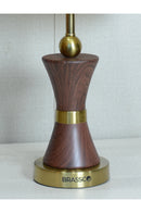 Walnut Carved Marble-Texture Brass Metal Table Lamp
