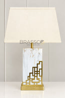 Walnut Geometric Table Lamp for Bedroom