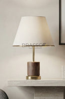 Walnut Marble-Texture Brass Metal Table Lamp - Style 04