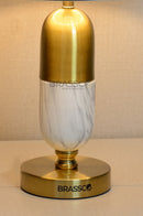 White-Texture Oval Brass Metal Table Lamp