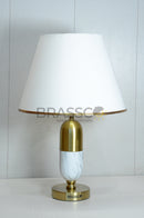 White-Texture Oval Brass Metal Table Lamp