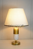White-Texture Oval Brass Metal Table Lamp