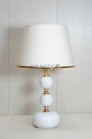 White Ball-Accent Brass Metal Table Lamp