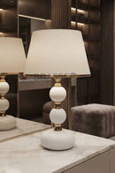 White Ball-Accent Brass Metal Table Lamp