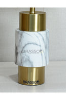 White Marble-Texture Brass Metal Table Lamp - Style 03