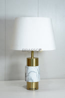 White Marble-Texture Brass Metal Table Lamp - Style 03