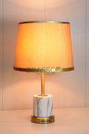 White Marble-Texture Brass Metal Table Lamp - Style 05