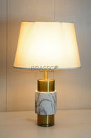 White Marble-Texture Brass Metal Table Lamp - Style 03