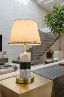 BRC White Marble Texture with Crystal Metal Table Lamp – Luxury Decorative Lighting