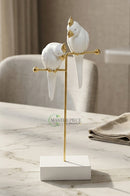 White Resin Parrot Decor with square base by BRASSCO for modern interiors