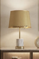 White Marble-Texture Brass Metal Table Lamp - Style 05