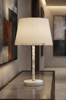 White Marble-Texture Brass Rod Metal Lamp