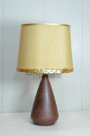 walnut Marble Cone-Shade Brass Metal Table Lamp