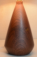 walnut Marble Cone-Shade Brass Metal Table Lamp