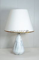 white Marble Cone-Shade Brass Metal Table Lamp