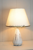 white Marble Cone-Shade Brass Metal Table Lamp
