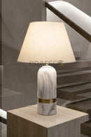 BRC white Marble Texture Metal Double Table Lamp – Modern Luxury Lighting